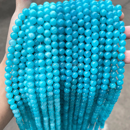 Imitation Tianhe stone chalcedony loose beads blue chalcedony round beads