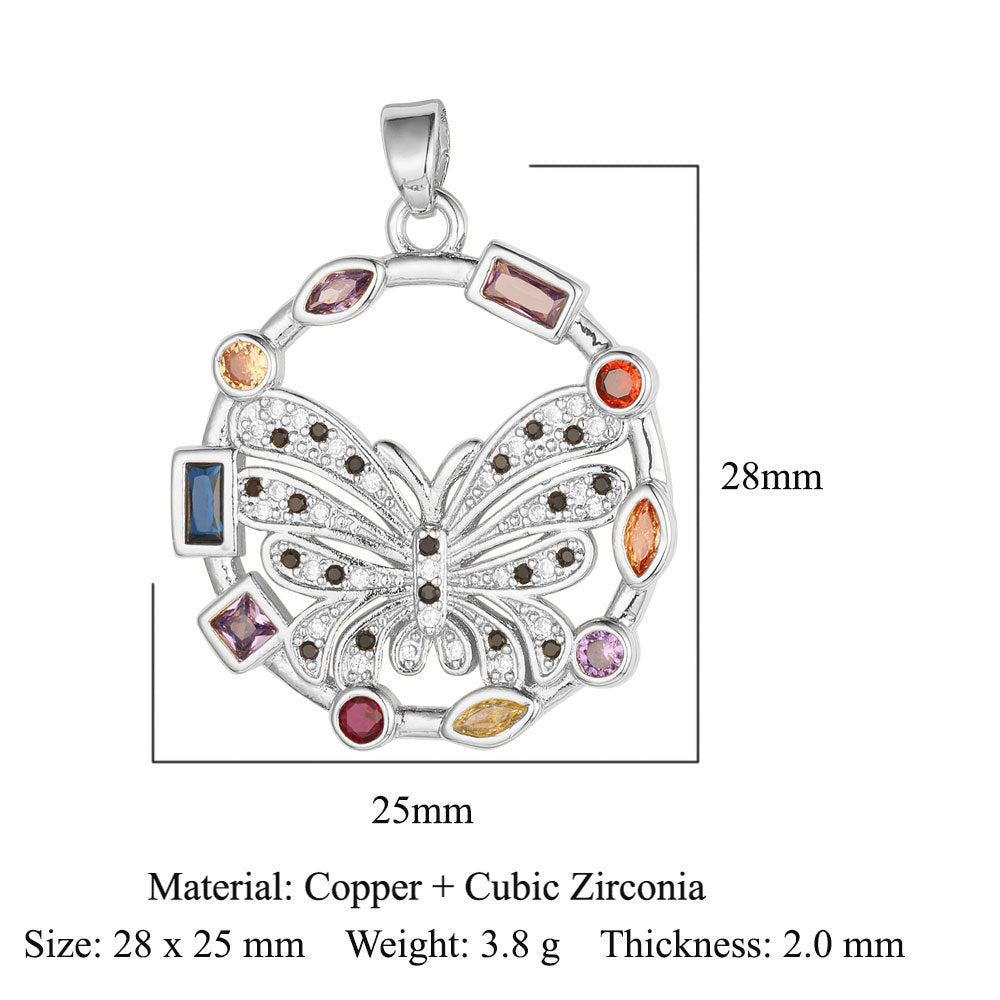 Fly color zirconium copper micro-inlaid necklace pendant