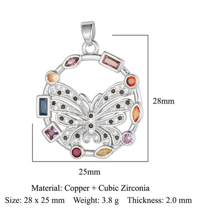 Fly color zirconium copper micro-inlaid necklace pendant