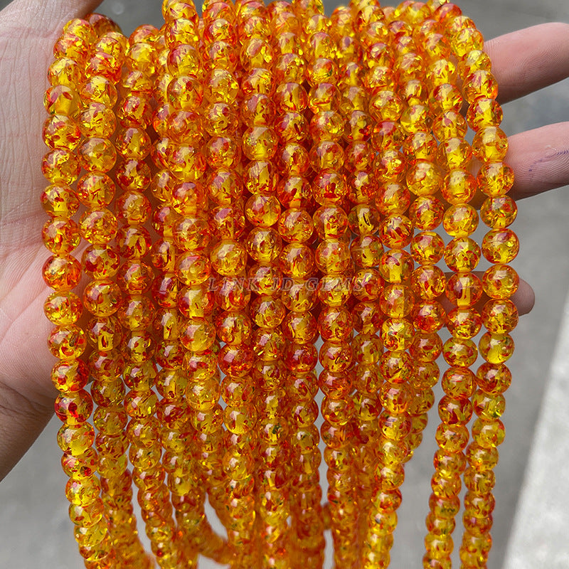 Synthetic popping amber round beads loose beads