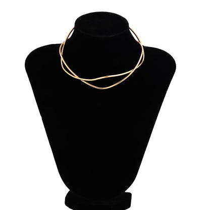 Open line geometric neck ring necklace