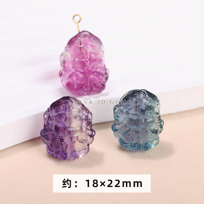 Natural color fluorite diamond pestle accessories crystal engraved pendant