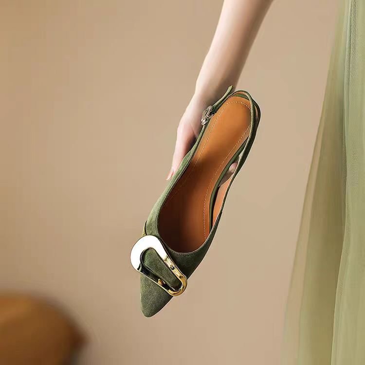 One-line buckle flat women's shoes