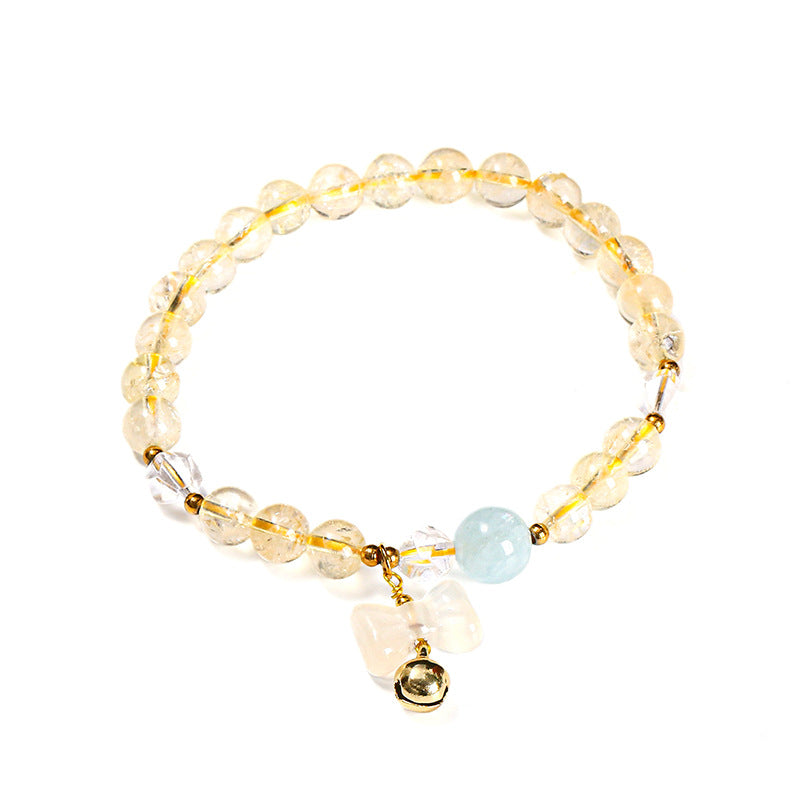 Natural citrine round bead bracelet agate bow.