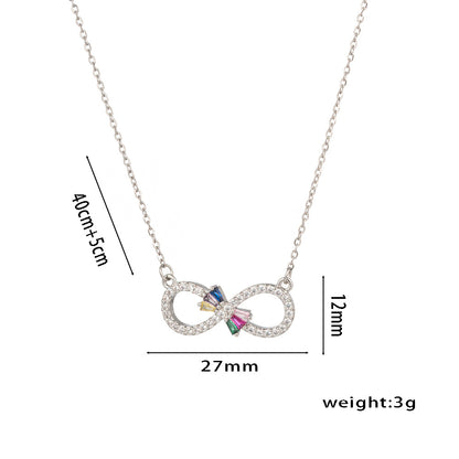 Colorful Zircon Pendant Stainless Steel Necklace