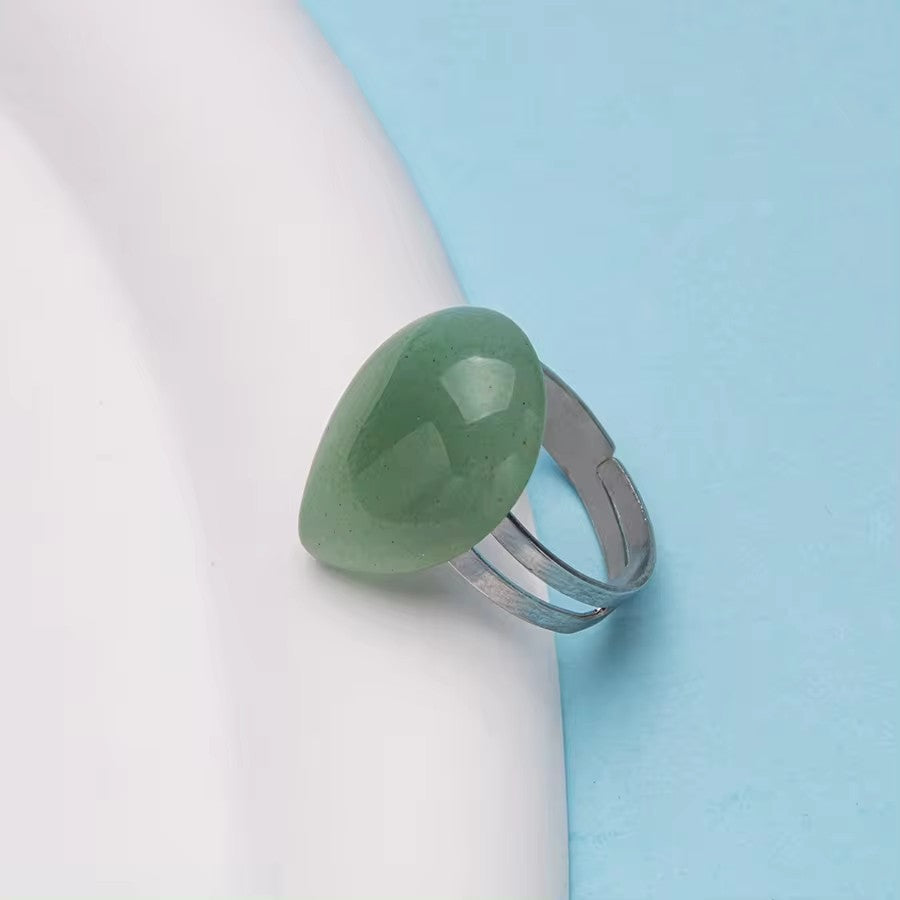 Natural Stone Teardrop Shape Agate Ring