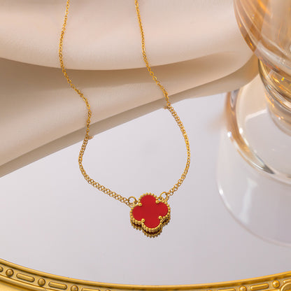 Double-sided four-leaf clover necklace