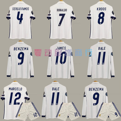 16-17 Real Madrid Home 7 Ronaldo 9 Benzema 4 Ramos Retro Jersey