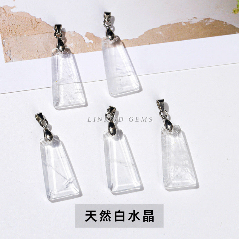 Natural stone crystal cut trapezoidal no matter card pendant