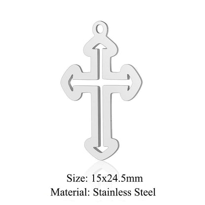 5 pcs/titanium steel hollow cross pendant.