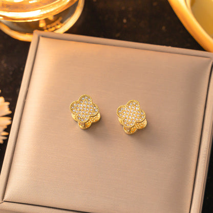 Clover Delicate 18K Gold Plated Double Sided Ear Clips