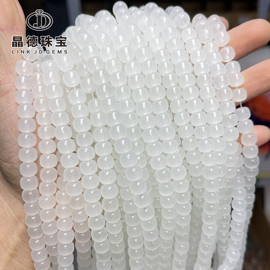 7 * 8Mm imitation white jade glass old bead barrel beads