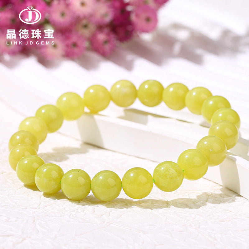 Natural cauliflower jade bracelet, lemonite topaz round beads.