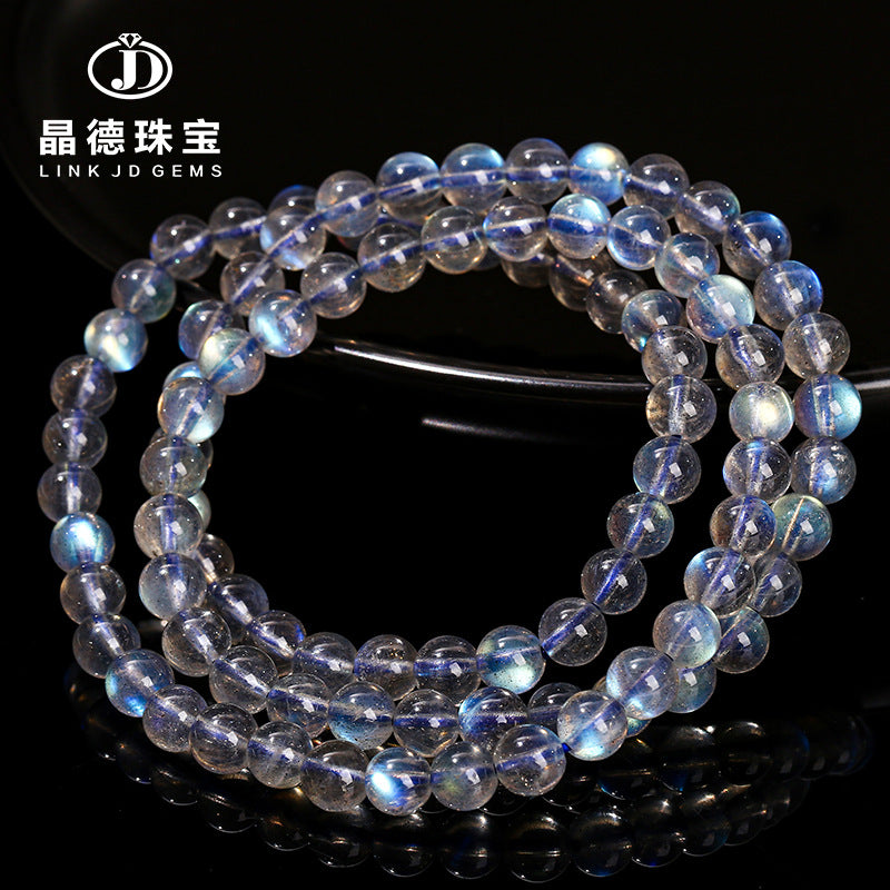 7A Natural Gray Moonlight 3 Circle Bracelet