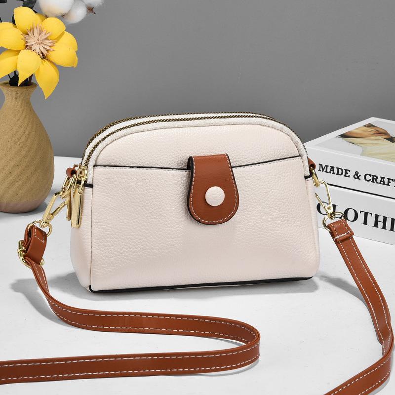 Solid color double shoulder messenger bag