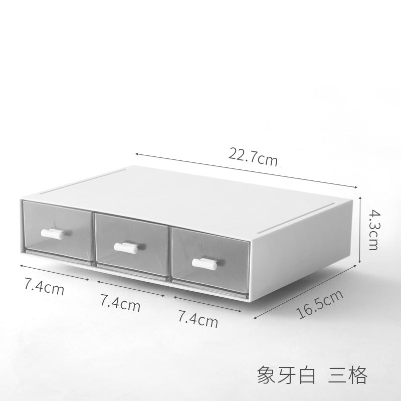 Partitioned Drawer-Style Makeup Organizer (Desk, Stackable)