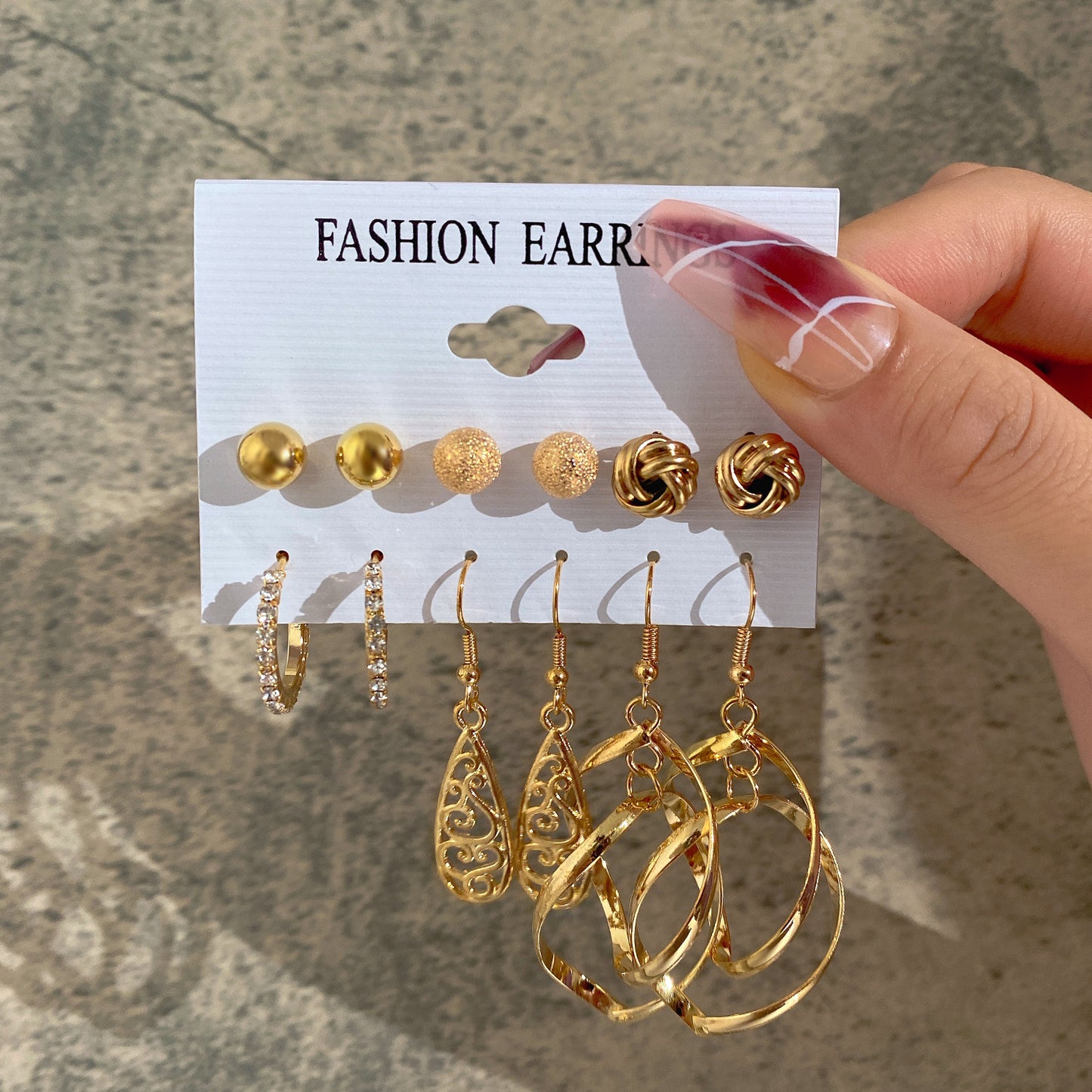 6 new personality moon punk gold earrings