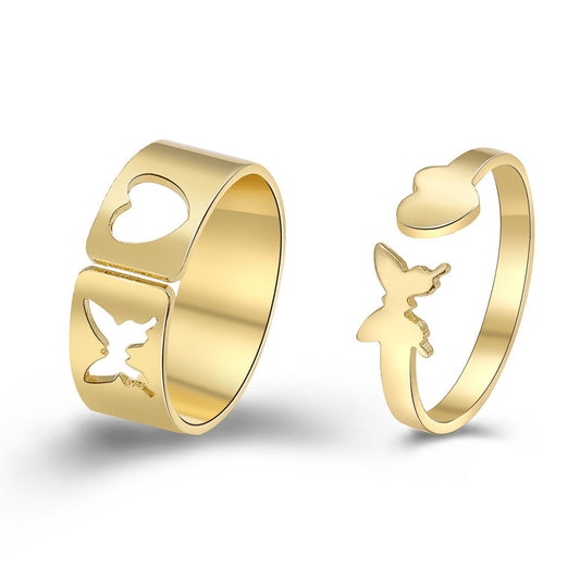 Open Hollow Butterfly Love Ring