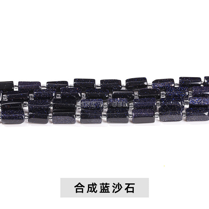 Natural stone crystal cut round tube beads loose beads