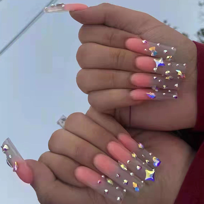 Wearable Gradient Diamond Long Nails