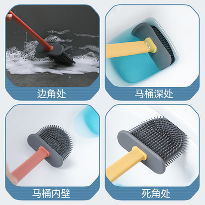 Toilet Brush, Silicone Toilet Cleaner, Wall-Mounted Bathroom Cleaning Brush