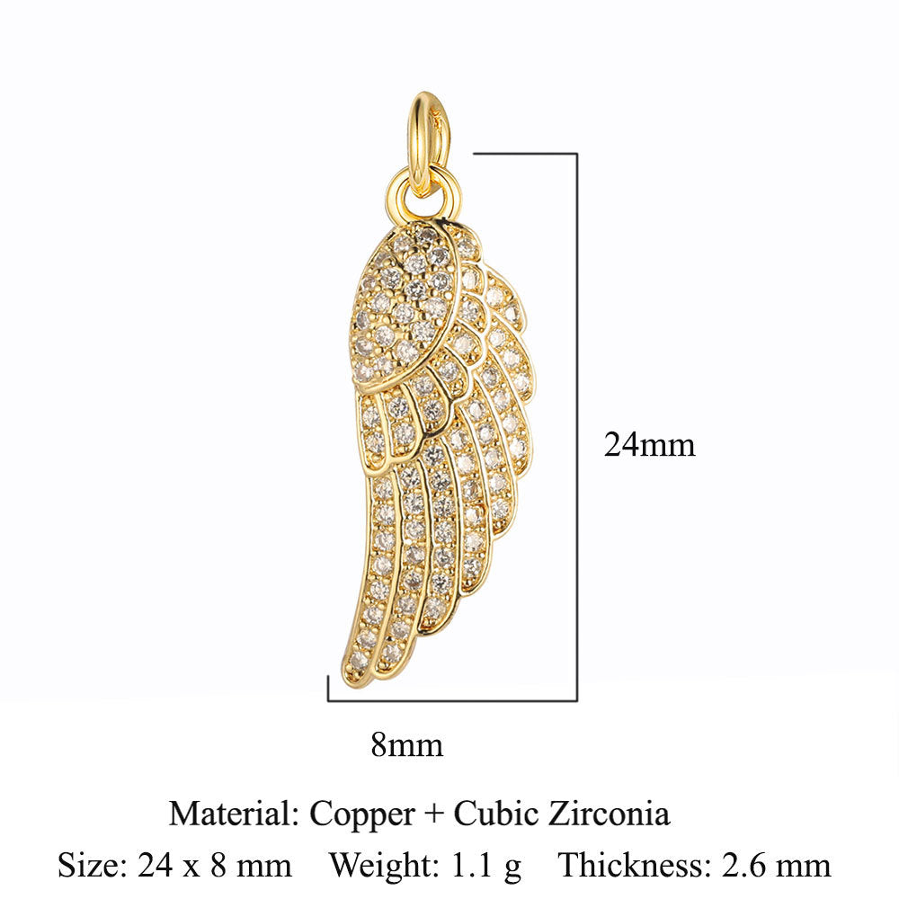 Feather wings tower copper zircon pendant