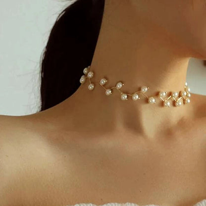 Simple pearl necklace bridal necklace