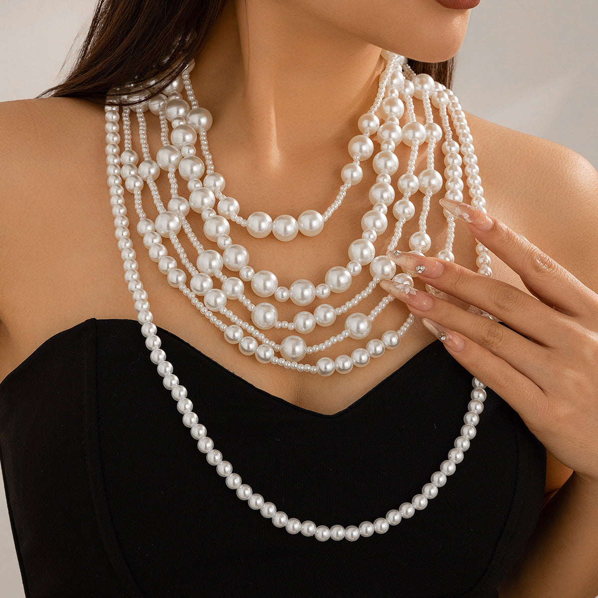 Multi-layer imitation pearl necklace set