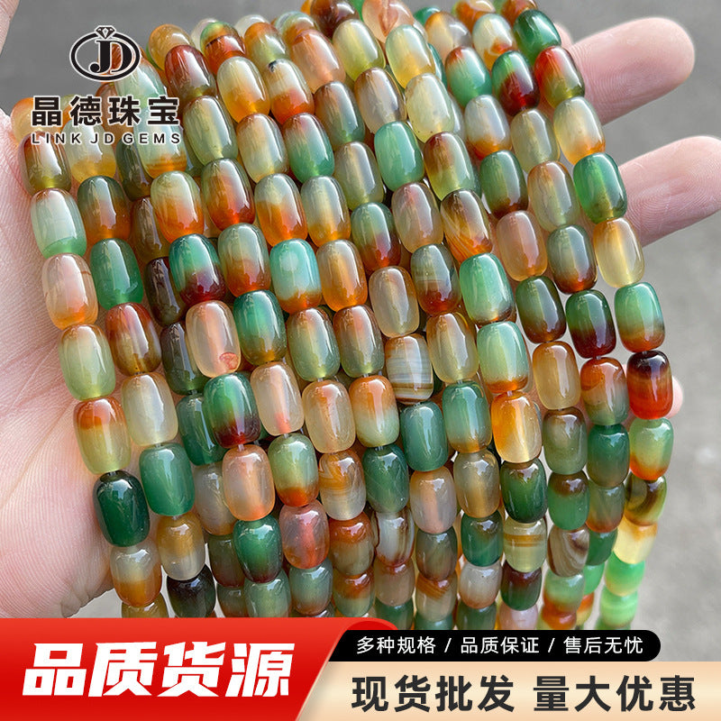 Peacock agate bucket beads loose beads