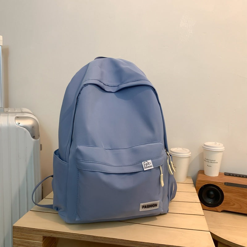 Korean version ins solid color schoolbag backpack