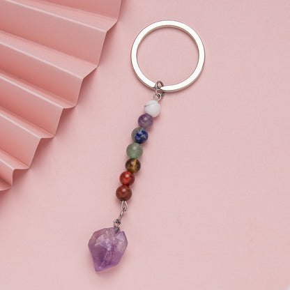 Colorful stone crystal stainless steel keychain bag hanging