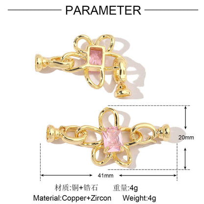 18K real gold flower shell copper zircon removable universal buckle