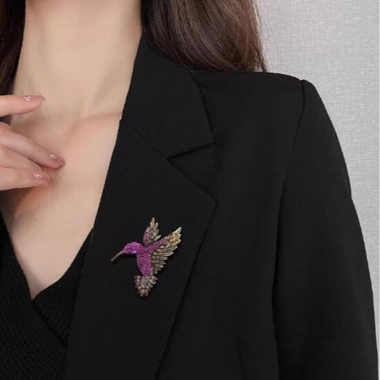 New Diamond Hummingbird Brooch