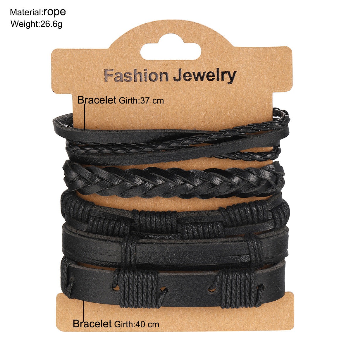 Personalized punk braided DIY faux leather bracelet