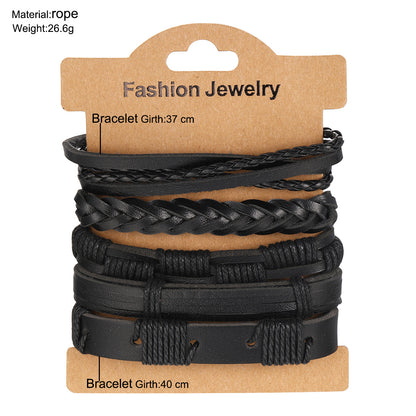 Personalized punk braided DIY faux leather bracelet