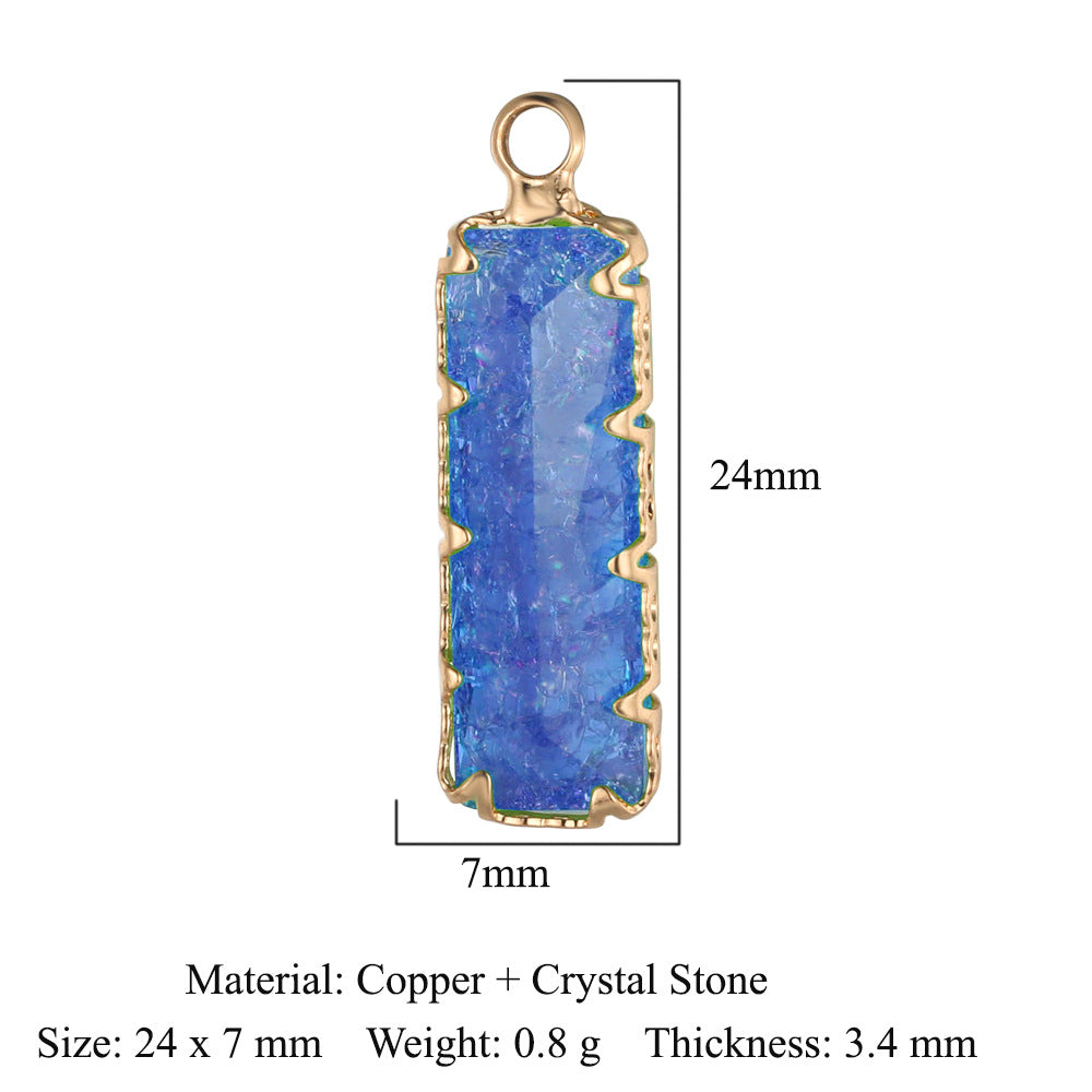 Rectangle copper glass crystal pendant