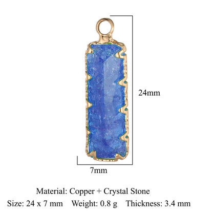 Rectangle copper glass crystal pendant