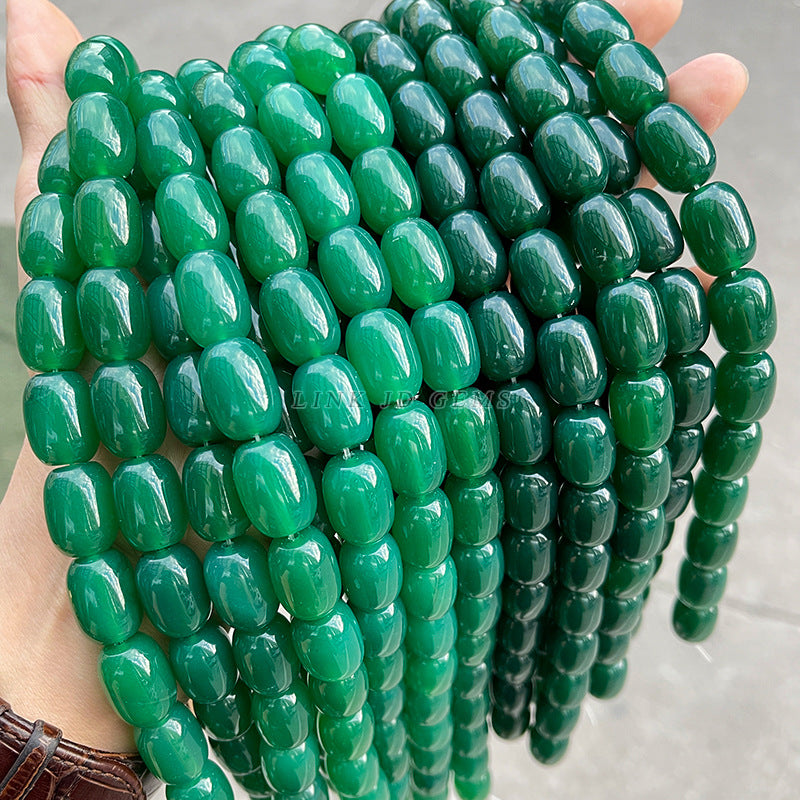 Natural green agate bucket beads drum beads loose beads