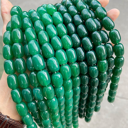 Natural green agate bucket beads drum beads loose beads