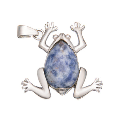 Crystal Gem Alloy Frog Pendant Necklace