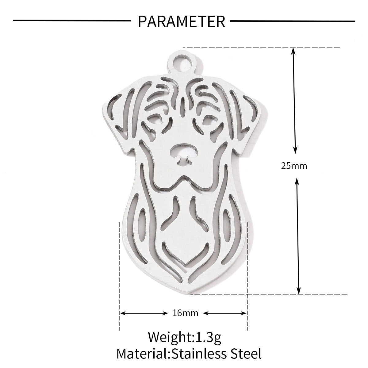 20 pcs/pack, love spotted dog titanium steel pendant.