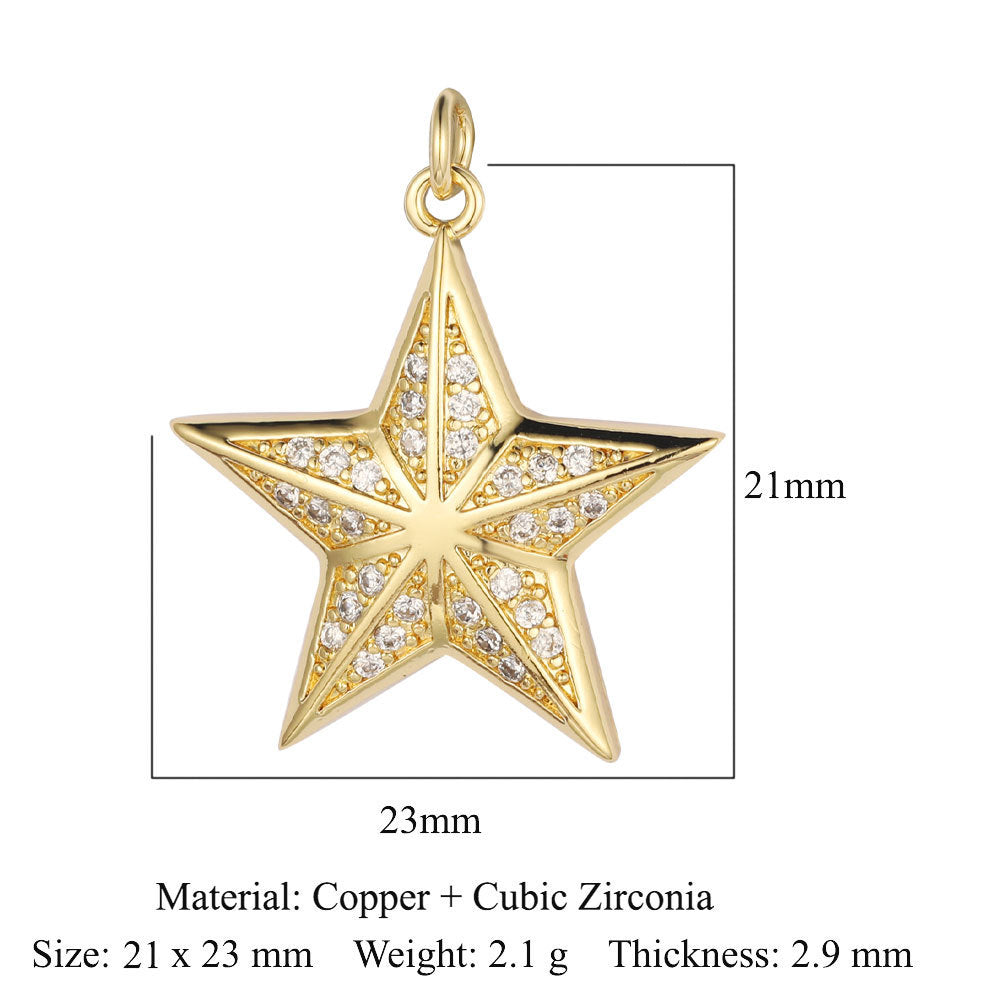 Moon Star Ballet Dancer Copper Zircon Pendant