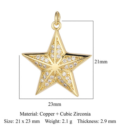 Moon Star Ballet Dancer Copper Zircon Pendant