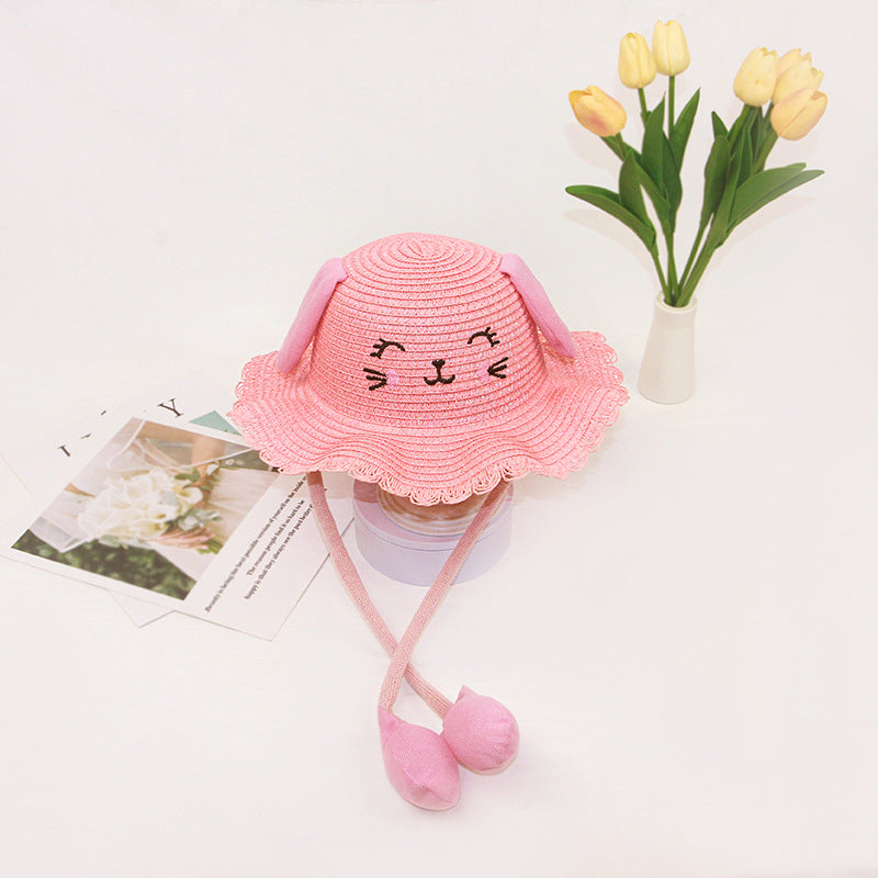 New TikTok Kids' Inflatable Paper Straw Hat Cartoon Cat Bunny Ears Move