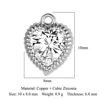 Color zircon peach heart copper zircon pendant.