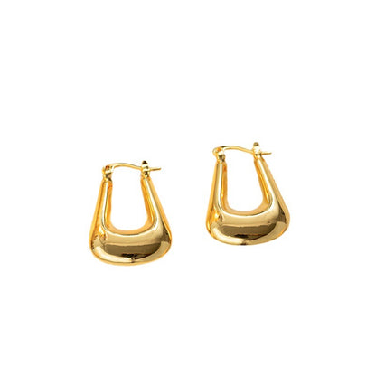 Fashion Hollow Bag Shape 18K Gold-plated Square Titanium Steel Earrings