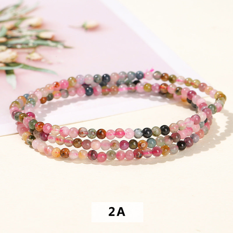 Colorful tourmaline three-ring bracelet 4mm