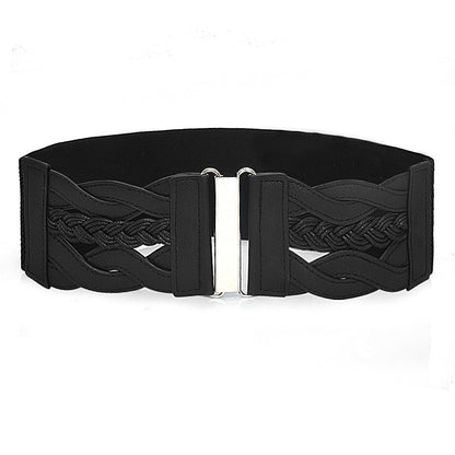 Wide belt with waist seal, black.