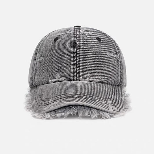 Denim Baseball Cap with Fringe