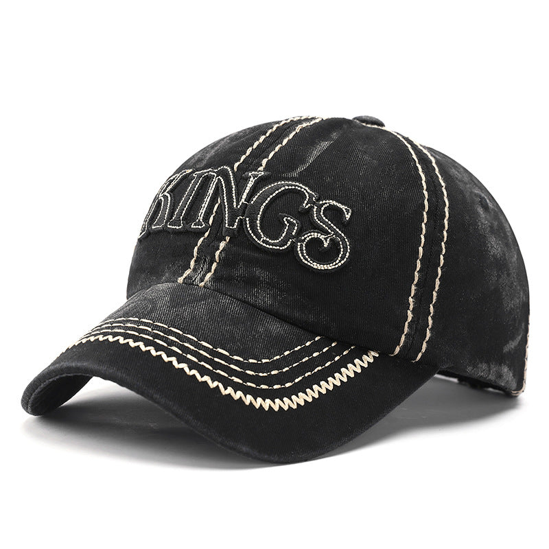 Letter Embroidered Denim Washed Baseball Cap